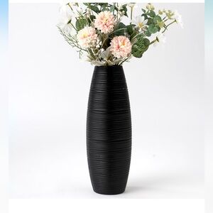 Leewadee Black Floor Vase Large Flower Vase for Home Decor, 13 inches, Resin